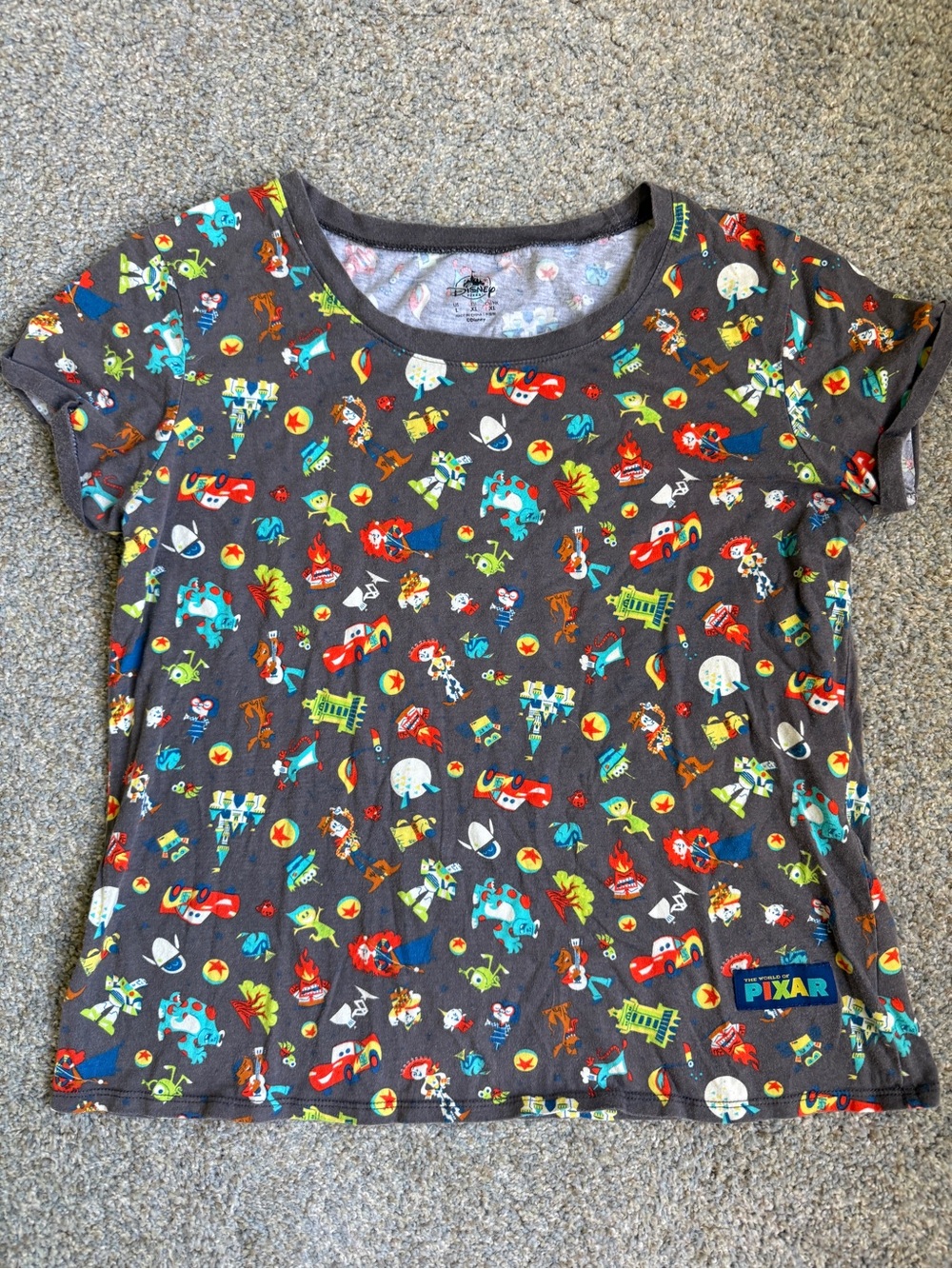 Womens Gray Disney Pixar character T-Shirt size L
